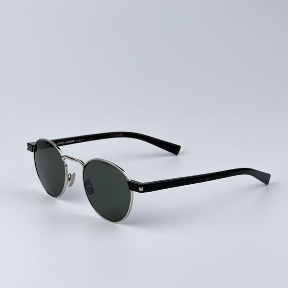 Saint Laurent SL707 001 BRAND NEW Sunglasses Silver Havana Grey Oval Unisex - Picture 1 of 13